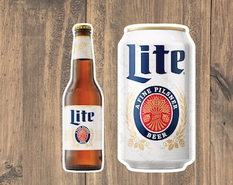 Miller Light Sticker - Beer Can or Beer Bottle -Fan Art- High Quality Waterproof Weatherproof Vinyl Sticker! Available in Multiple Sizes!