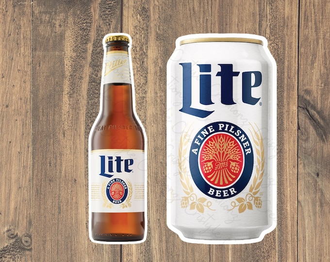 Miller Light Sticker - Beer Can or Beer Bottle -Fan Art- High Quality Waterproof Weatherproof Vinyl Sticker! Available in Multiple Sizes!