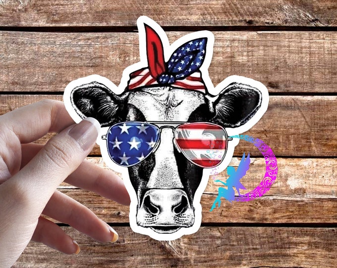 American Cow Sticker - High Quality & Water resistant! Available in Multiple Sizes!