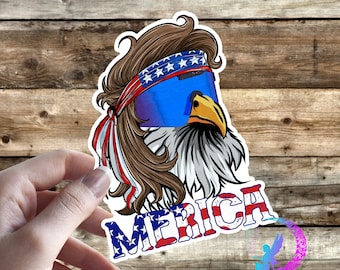 Mercia Mullet Eagle, Patriotic Fan Art -Vinyl Sticker - Decal - High Quality & Water resistant! Available in Multiple Sizes!