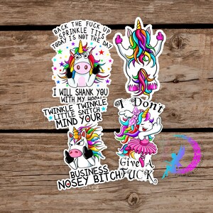 Sarcastic, Sweary Unicorn Sticker Bundle - High Quality Waterproof Weatherproof Vinyl Stickers! Available in Multiple Sizes!