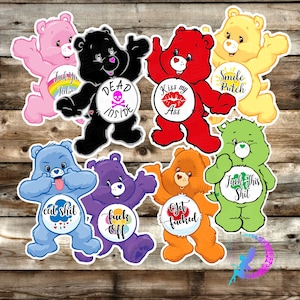 Sarcastic, Sweary Caring Bear Sticker Bundle - High Quality Waterproof Weatherproof Vinyl Sticker! Available in Multiple Sizes!