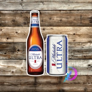 Michelob Ultra Sticker - Beer Can or Beer Bottle -Fan Art- High Quality Waterproof Weatherproof Vinyl Sticker! Available in Multiple Sizes!