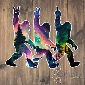 Sasquatch Nothern Lights - Sticker - High Quality Waterproof Weatherproof Vinyl Sticker! Available in Multiple Sizes! Bigfoot