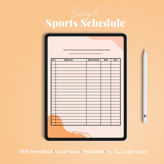 Game Schedule Template Etsy