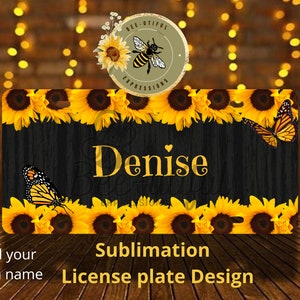 Sunflower Sublimation License Plate Design