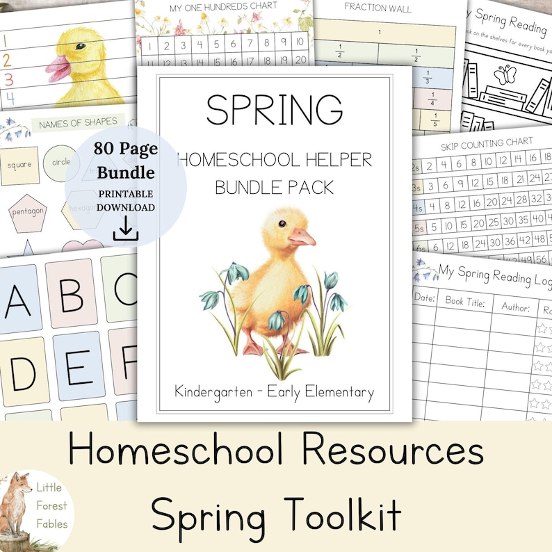 Spring Homeschool Printable Toolkit, Kindergarten and Early Elementary ...