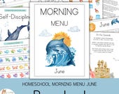 June Morning Menu Preschool, Homeschool Morning Menu, Summer Daily Worksheets, Summer Morning Menu Workbook, Kindergarten Calendar Routine