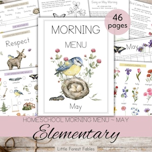 Mai-Morgenmenü Homeschool, Arbeitsblätter zum Grundschulmenü, Frühlingsmorgenmenü, monatliches Morgenmenü-Lernen, Homeschool-Morgenzeit