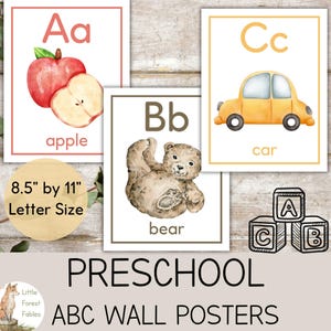 Affiches murales de l&#39;alphabet préscolaire, impression d&#39;apprentissage ABC, ressources pour l&#39;école à la maison, téléchargement numérique