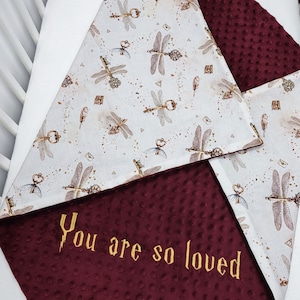 you are so loved, magic keys baby blanket, personalized baby blanket, baby wizard, newborn gift, keys with wings, school of magic