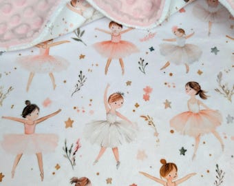 Personalized Ballerina Minky Blanket, Luxury Baby Girl Gift, Custom Name Pink Ballet Throw