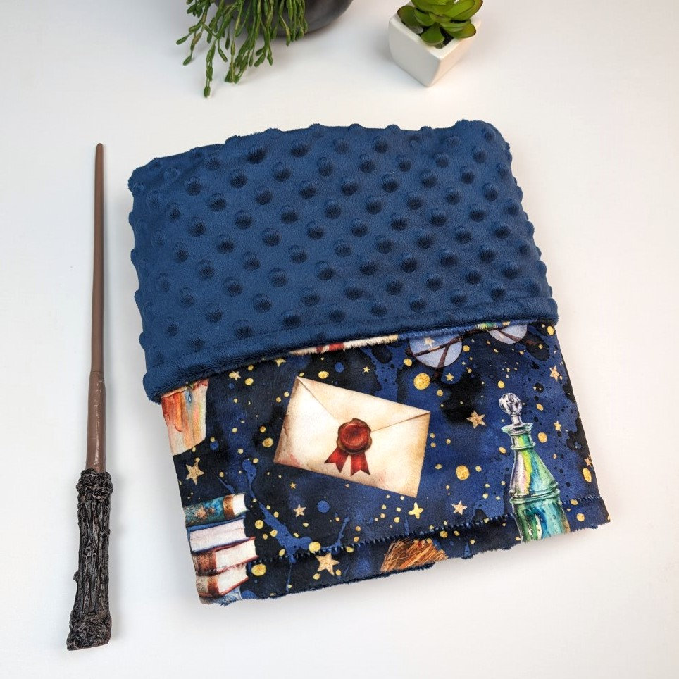 personalized wizard blanket, little wizard gift, white owl swaddle, wizarding world blanket, newborn