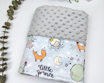 little prince personalized blanket, custom newborn wizard swaddle, little boy and fox gift, the little prince nursery, smooth minky plaid