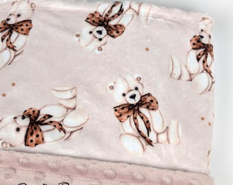 Ultraweiche Teddybärdecke, Plüsch-Minky-Decke mit entzückendem kleinen Cubby-Aufdruck