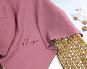 personalized baby blanket, double gauze baby blanket, muslin baby blanket, organic cotton blanket, newborn baby blanket