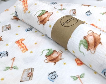 baby wizard muslin blanket, double gauze baby swaddle, summer baby blanket, baby wizard swaddle, organic cotton blanket