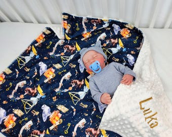 Deathly Hallow  blanket, personalized baby swaddle, little wizard cover, wizarding world nursery