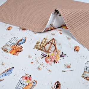 Magische Babydecke, personalisierte Babydecke, kleine Zaubererdecke, Baumwollwaffeldecke, Baby-Assistent Brille