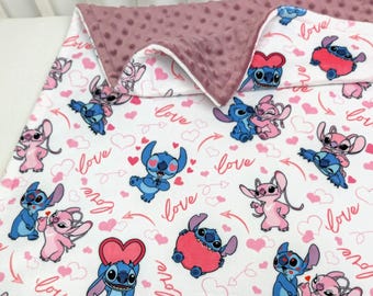 Personalized Pink Minky Blanket, Custom Love Swaddle, Cute Heart Gift for Girls