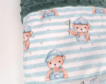 Teddybär-Minky-Decke, weiche Minky-Decke mit entzückendem kleinen Bären-Aufdruck