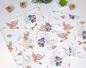wizarding world muslin squares, little wizard organic cotton cloth, double gauze baby swaddle