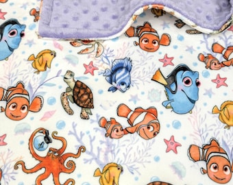 Personalized Ocean Minky Blanket, Under the Sea Baby Nursery