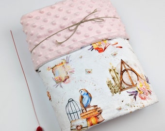 little wizard, magic owl blanket, personalized baby blanket, baby wizard blanket, newborn baby gift, white owl mail, school of magic