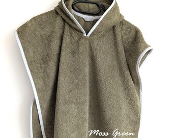 Personalized Hooded Baby Poncho, Embroidered Cotton Terrycloth Beach Towel with Hood