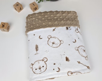 Teddybär-Minky-Decke, weiche Minky-Decke mit entzückendem kleinen Bären-Aufdruck