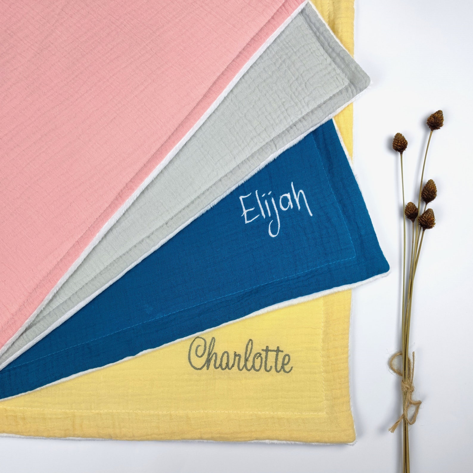Personalized Baby Blanket Organic Muslin Blanket Baby Waffle Etsy