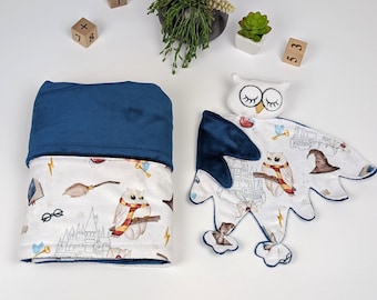 Personalized Owl Minky Blanket & Comforter Set, Magical Baby Lovey Gift