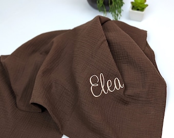 personalized baby blanket, muslin baby blanket, double gauze baby swaddle, organic cotton blanket, newborn baby blanket