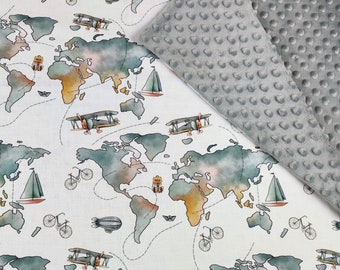 mappa del mondo, coperta per bambini personalizzata, globo coperta per bambini, morbida coperta minky, regalo neonato, coperta monogrammata