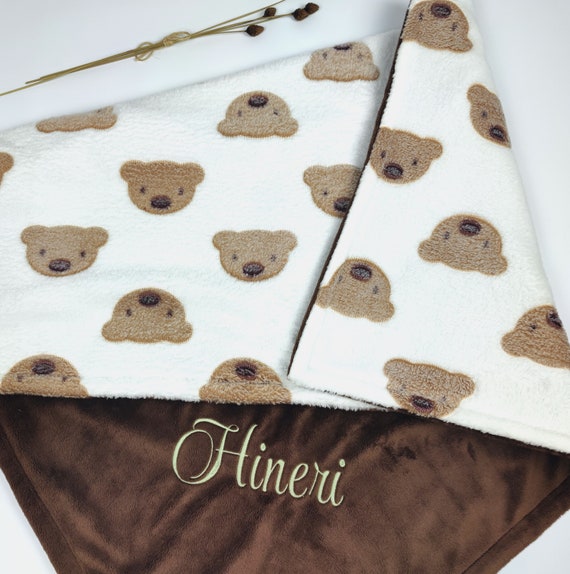 Teddy Bear Blanket Personalized Baby Swaddle Bear Print Blanket