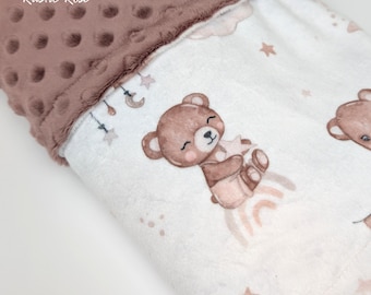 Teddybär-Minky-Decke, weiche Minky-Decke mit entzückendem kleinen Bären-Aufdruck