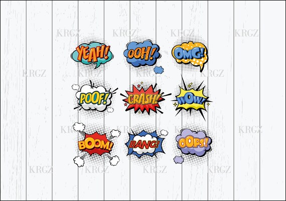 Marvel Stickers Colorful Comic Speech Bubbles SVG Speech Etsy Marvel Stickers Colorful Comic Speech Bubbles SVG Speech Etsy