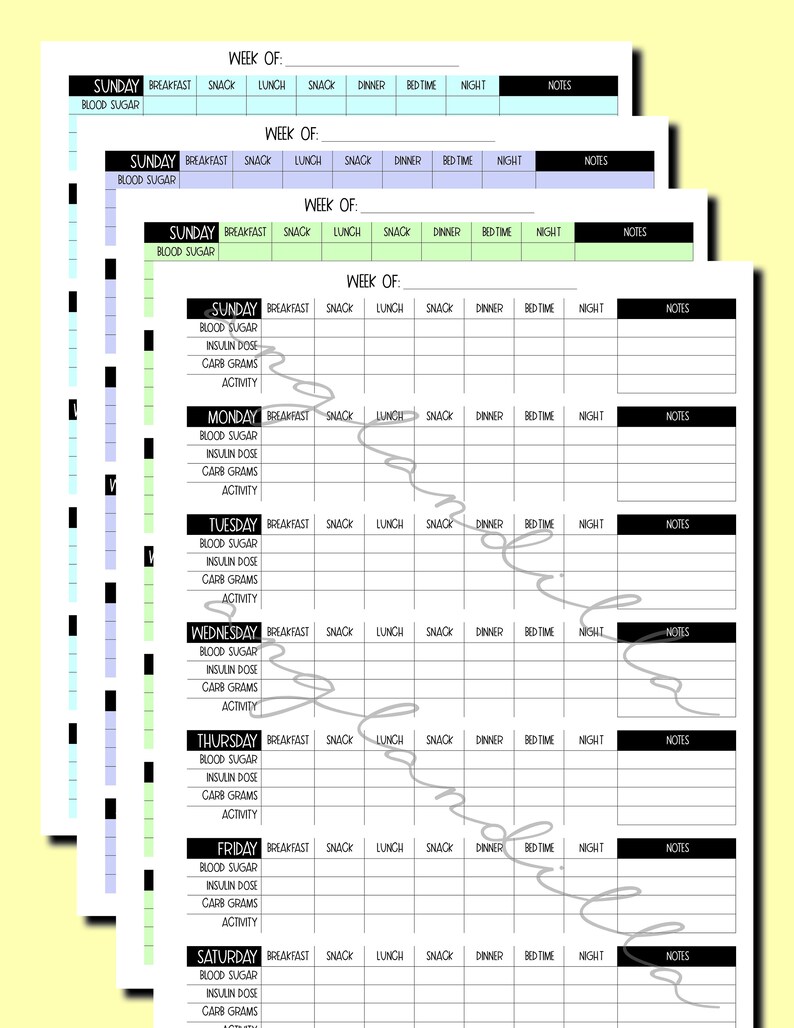 Type 1 Diabetes Weekly Log - Diabetes Journal - Printable PDF - Etsy