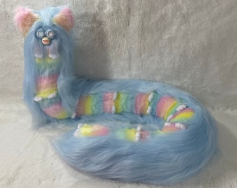 4.5ft Long Furby Blue with Rainbow Belly Centipede