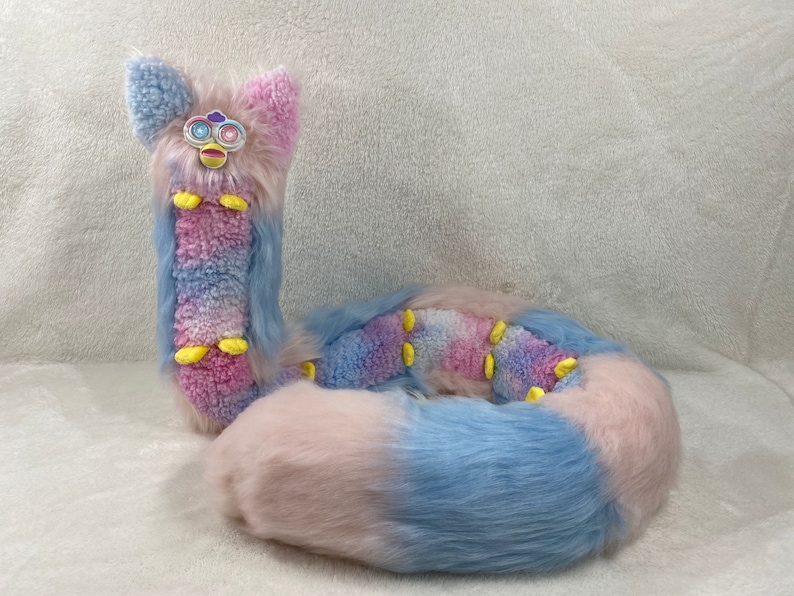 4.5ft Long Furby Pink and Blue Pastel Centipede image 1