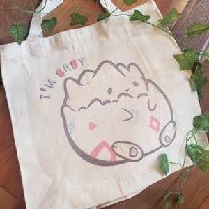 Cute Premium Cotton Canvas Togepi Tote Bag