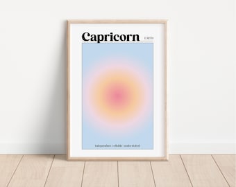 CAPRICORN, Spiritual Wall Art, Gradient Print, Star Sign Art, Aura Poster, Zodiac Printable, DIGITAL DOWNLOAD