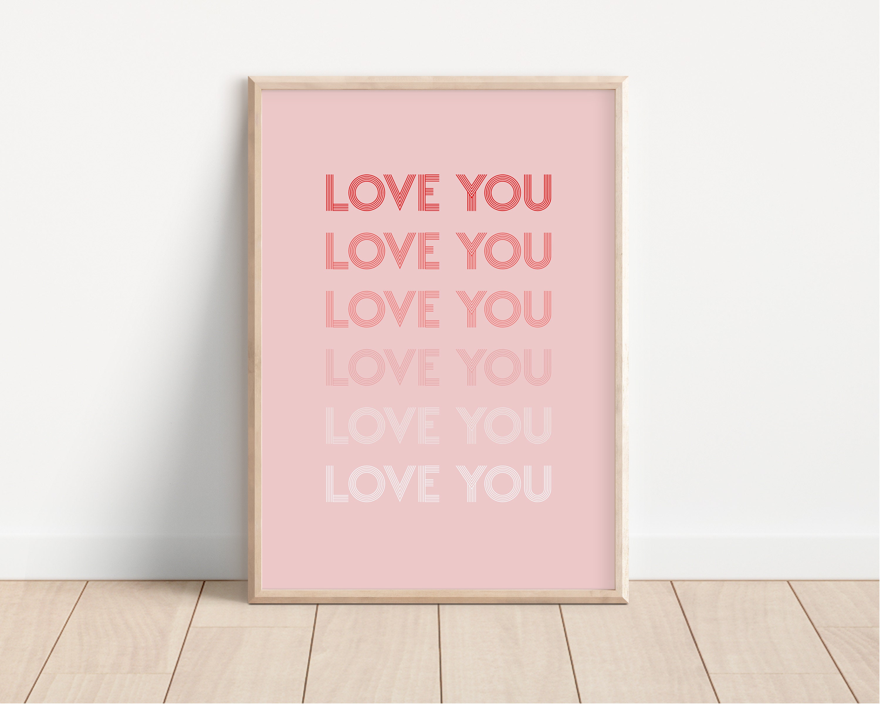 Love You 70s Retro Disco Poster, Aesthetic Pink Wall Art, College