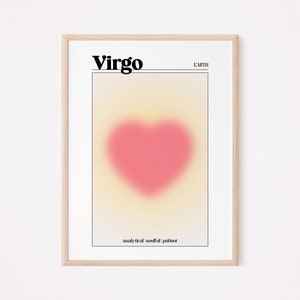 Virgo Aura Pink Zodiac Poster, Horoscope Art, Gradient Art, Astrology Art, Star Sign Print, Star Sign Wall Decor, DIGITAL PRINT image 5