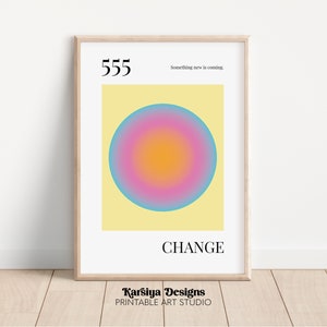 555 Angel Number Poster, Spiritual Poster, Gradient Print, Positive Affirmation Aura Poster, Aesthetic That Girl Wall Art, DIGITAL DOWNLOAD
