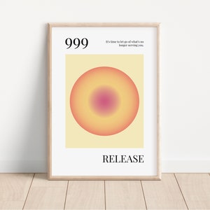 999 Angel Number Poster, Spiritual Poster, Gradient Print, Positive Affirmation Aura Poster, Aesthetic That Girl Wall Art, DIGITAL DOWNLOAD