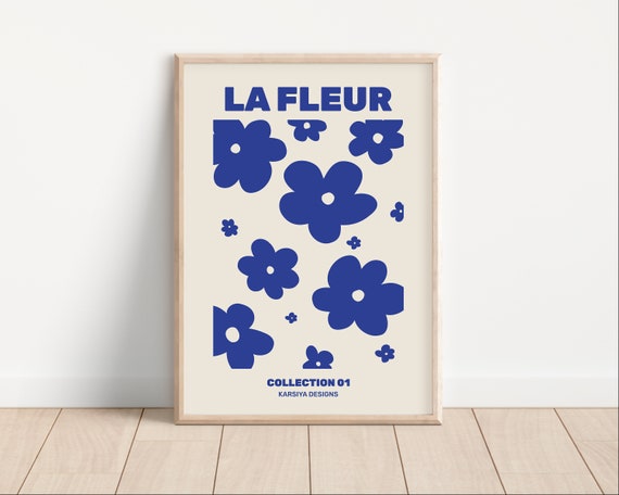 Decor, Poster, Etsy Wall Blue 70s Art, DIGITAL Blue Cream Minimalist Dorm Trendy La College Blue Aesthetic - Art, Fleur, Background DOWNLOAD Retro