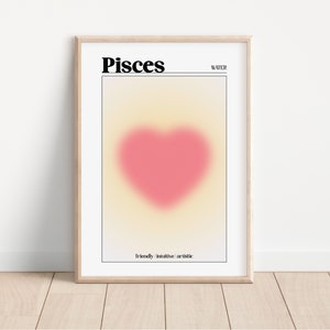 Vissen Aura Pink Zodiac Poster, Horoscoop Art, Gradient Art, Astrologie Art, Star Sign Print, Star Sign Wall Decor, DIGITALE PRINT