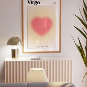 Virgo Aura Pink Zodiac Poster, Horoscope Art, Gradient Art, Astrology Art, Star Sign Print, Star Sign Wall Decor, DIGITAL PRINT image 2