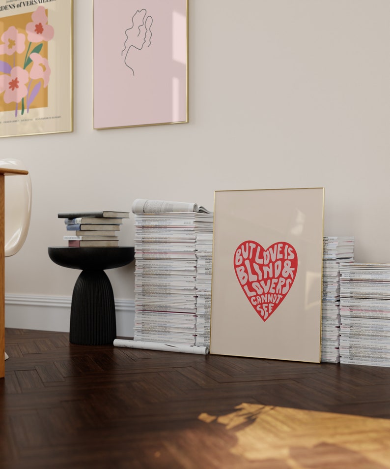 But Love is Blind and Lovers Cannot See Poster Minimalist Etsy